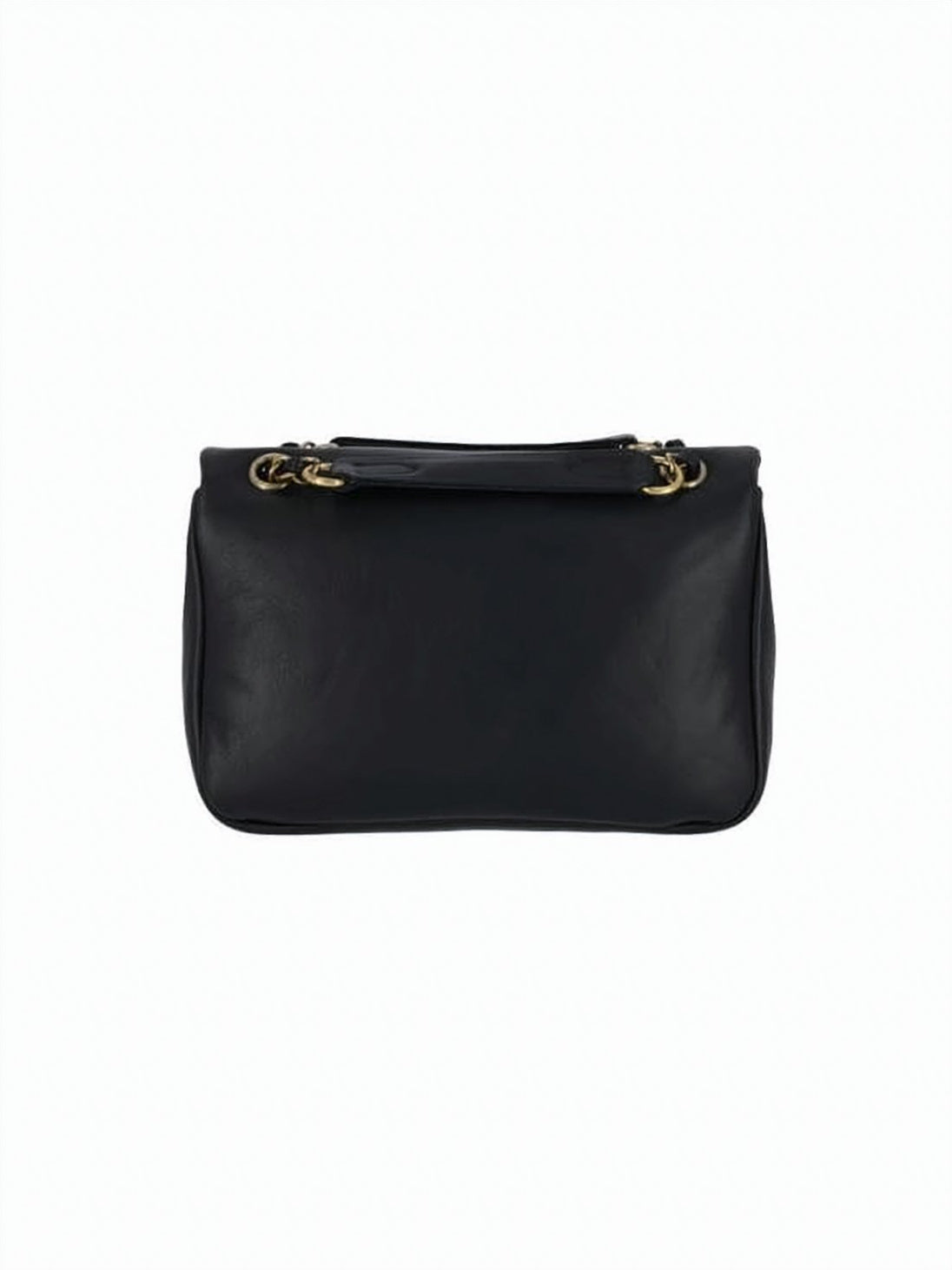 Rectangular Leather Clutch with Gold Emblem