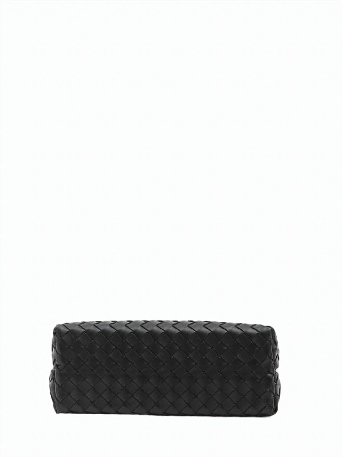 Rectangular Woven Lambskin Crossbody Bag with Gold-tone Knot