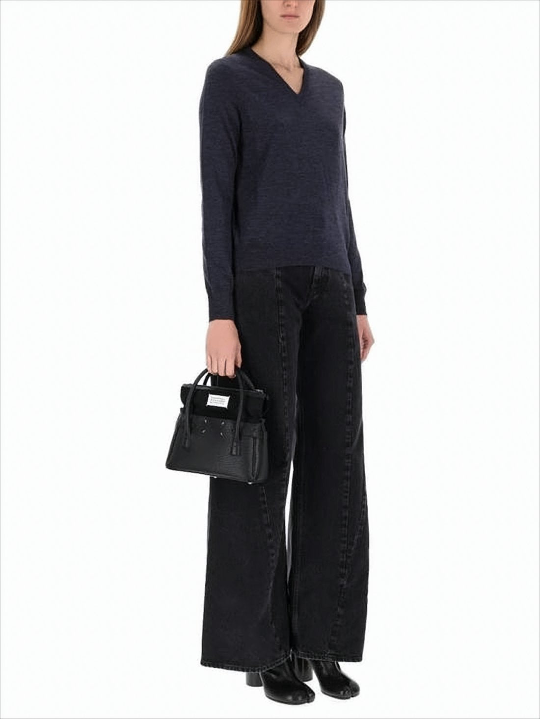 Relaxed-Fit V-Neck Sweater with Subtle Stitching Details