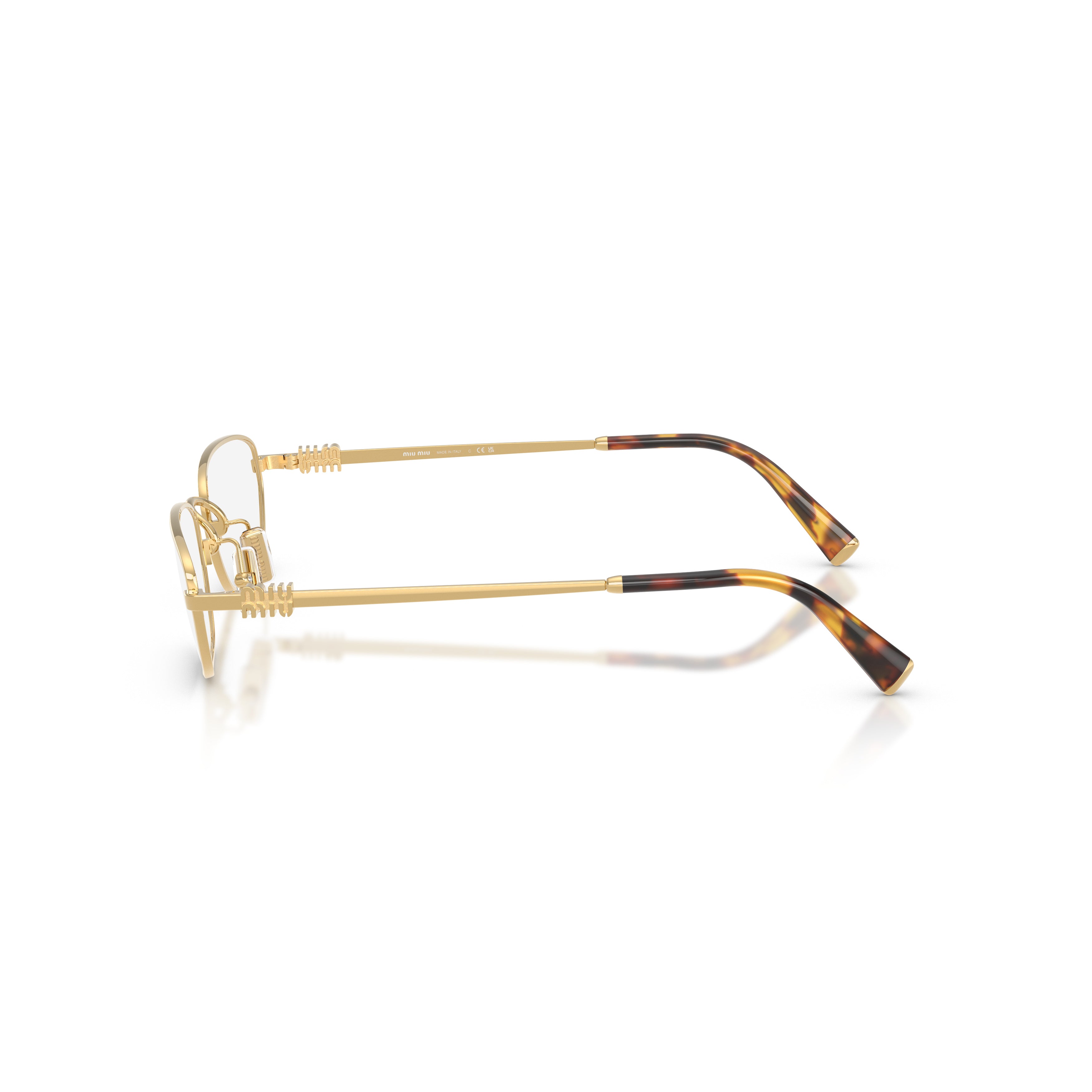0mu 52zv Polished Gold Rectangular Metal Sunglasses