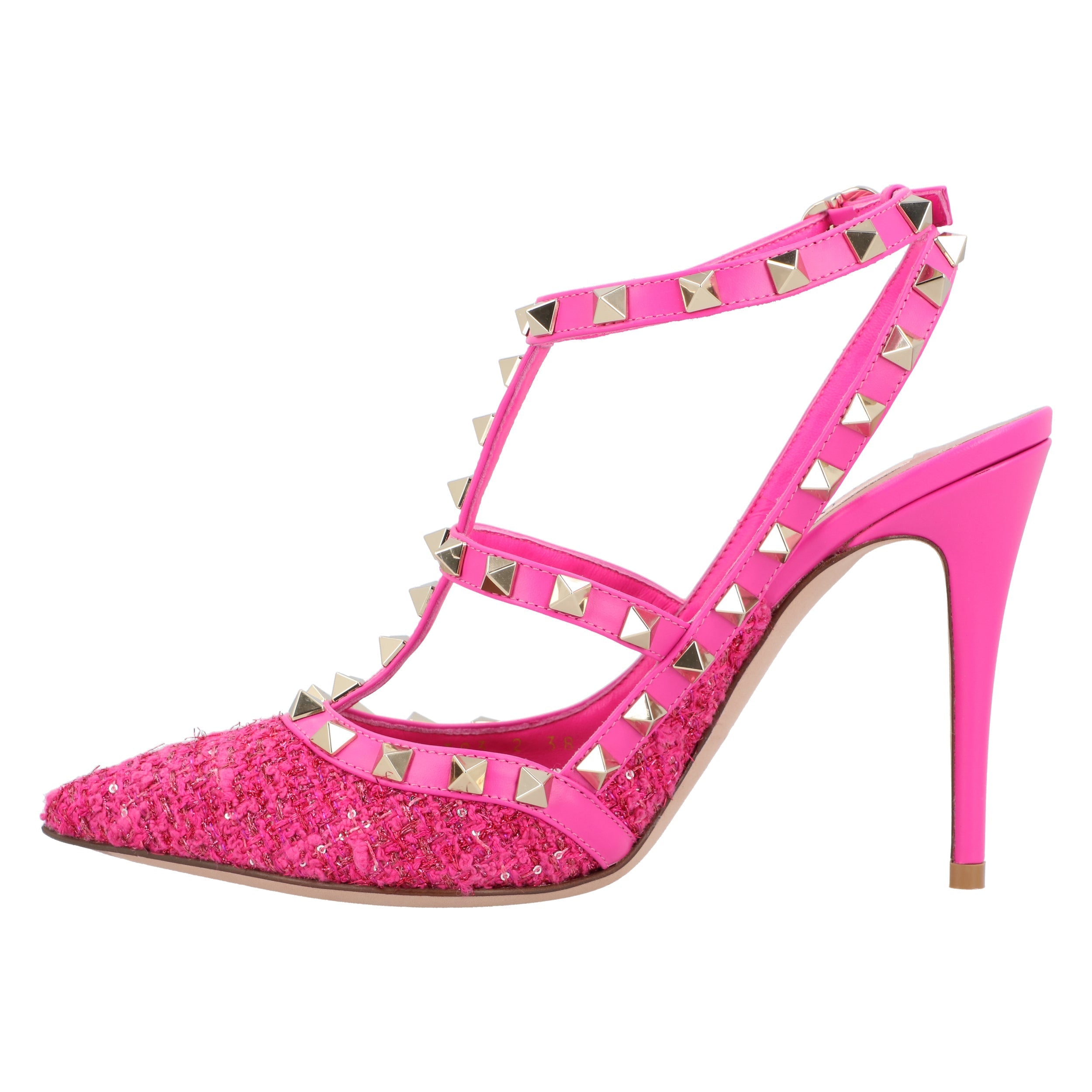 Caged 100 Tweed & Leather Pump Pink