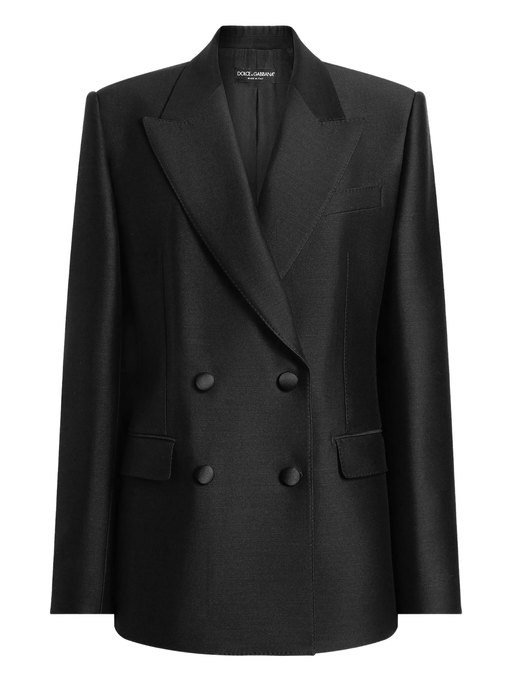 Double-Breasted Tailored Black Wool Blazer