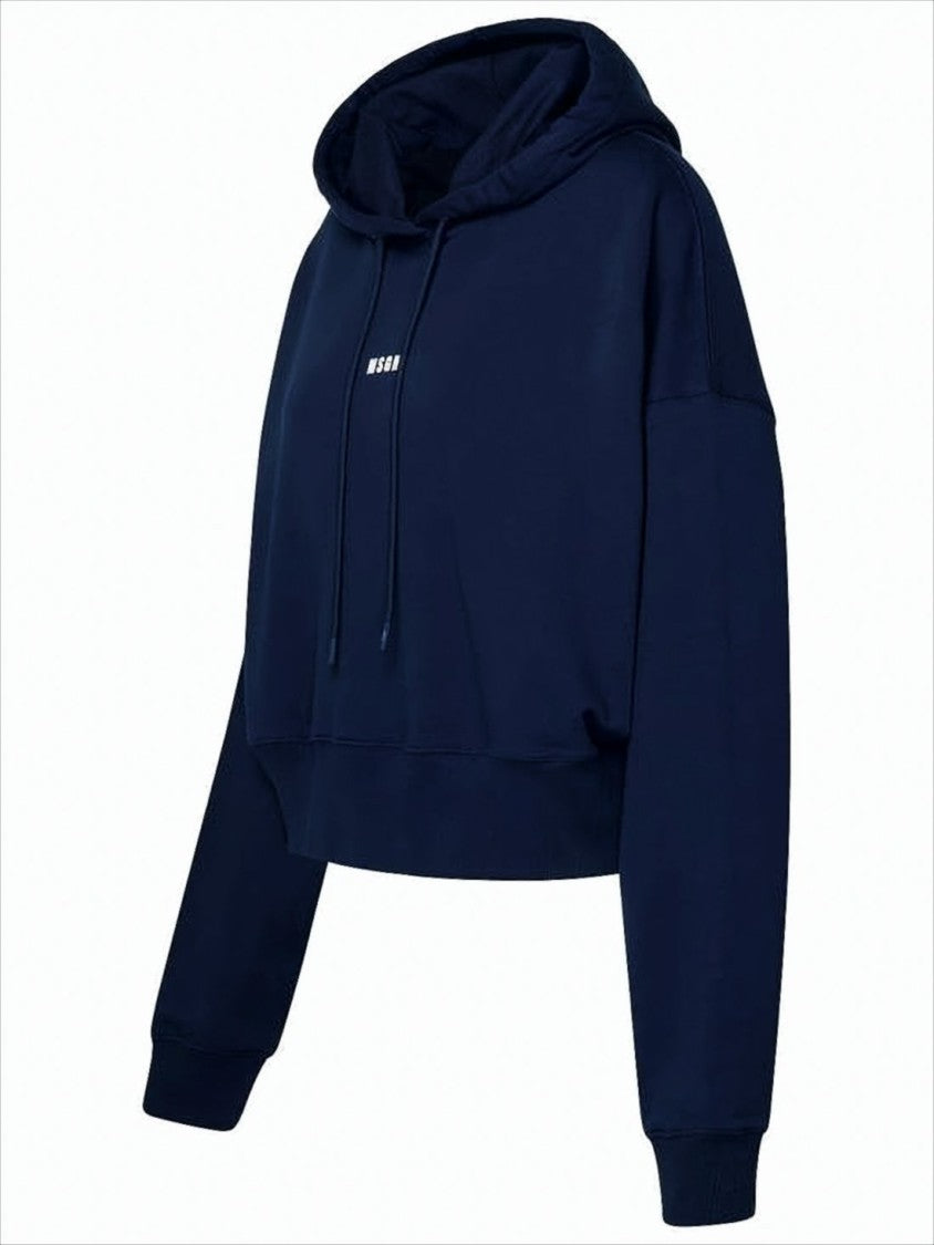 Cropped Hoodie with Logo Detail