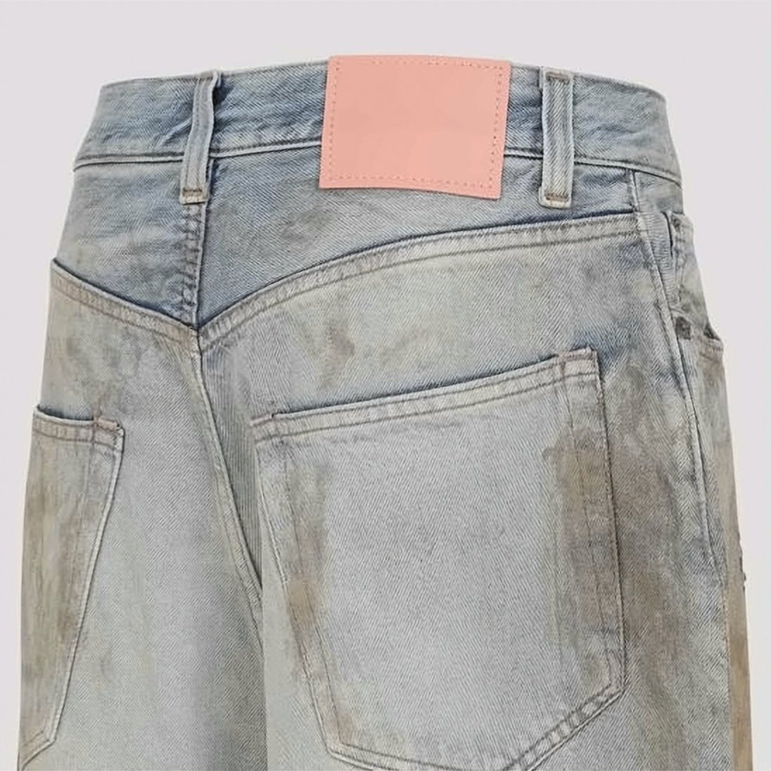 Wide-Leg Denim Pants with Distressed Details