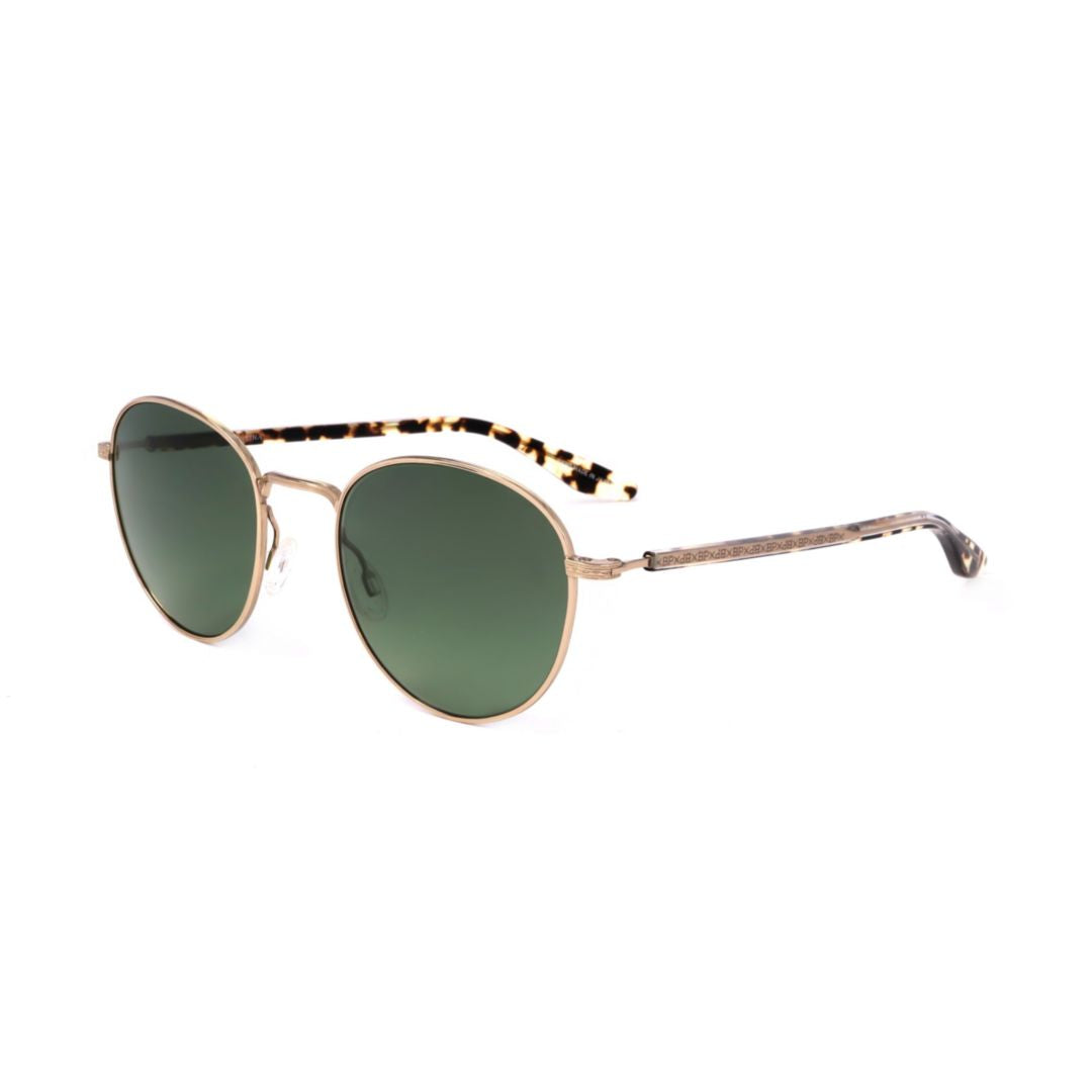 Bp0034 520tt Round Green Lens Sunglasses with Tortoiseshell Temples