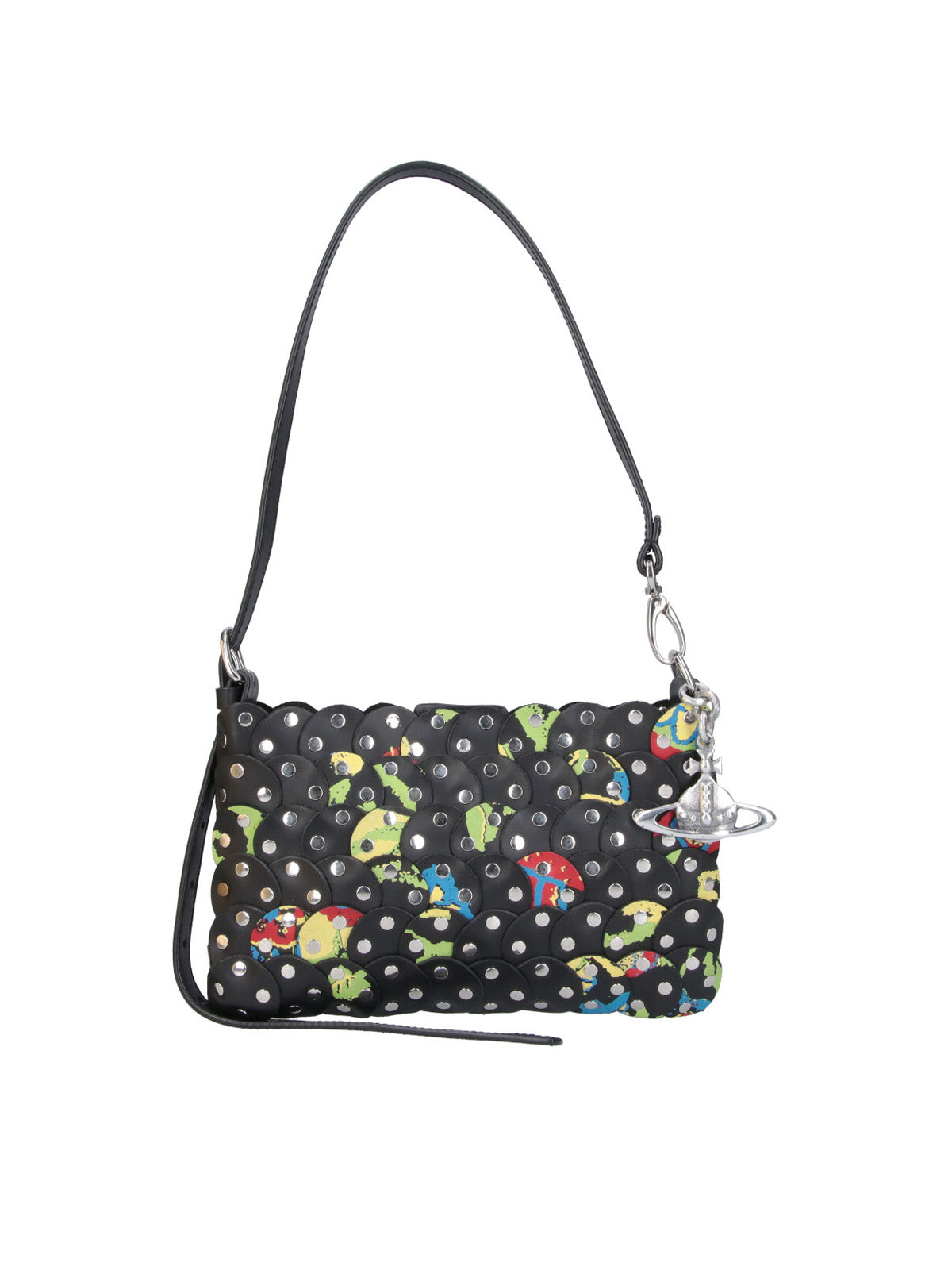 Black Lola Floral Leather Shoulder Bag