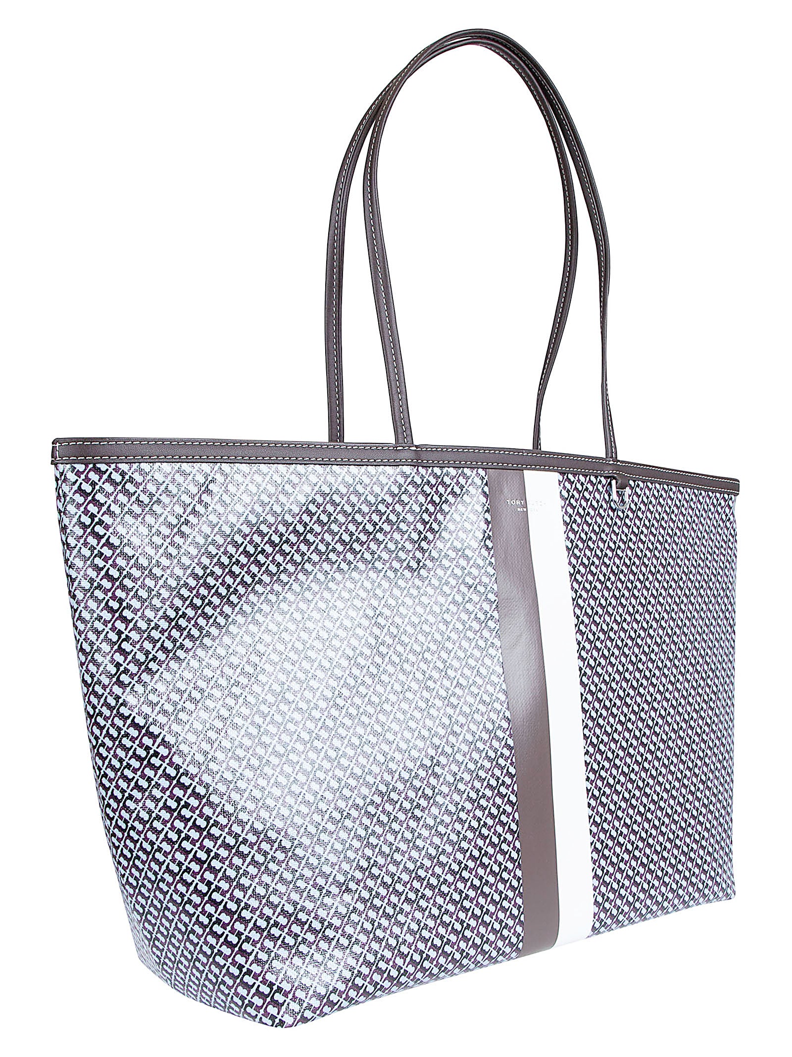 Geometric Patterned Racer Tote Bag with Dual Top Handles