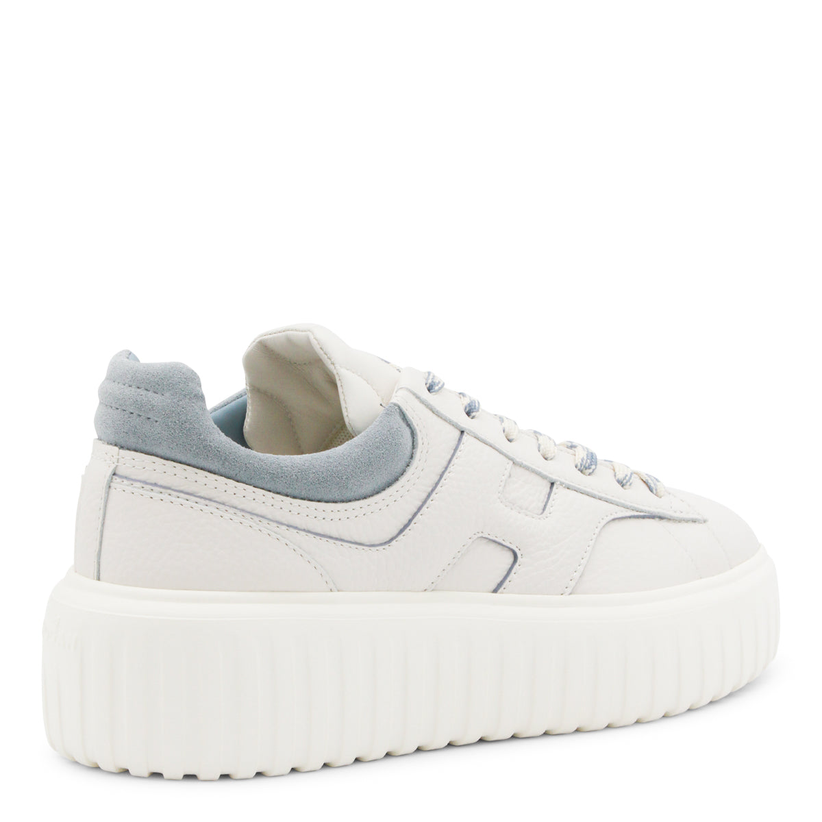 White And Light Blue Leather Sneakers