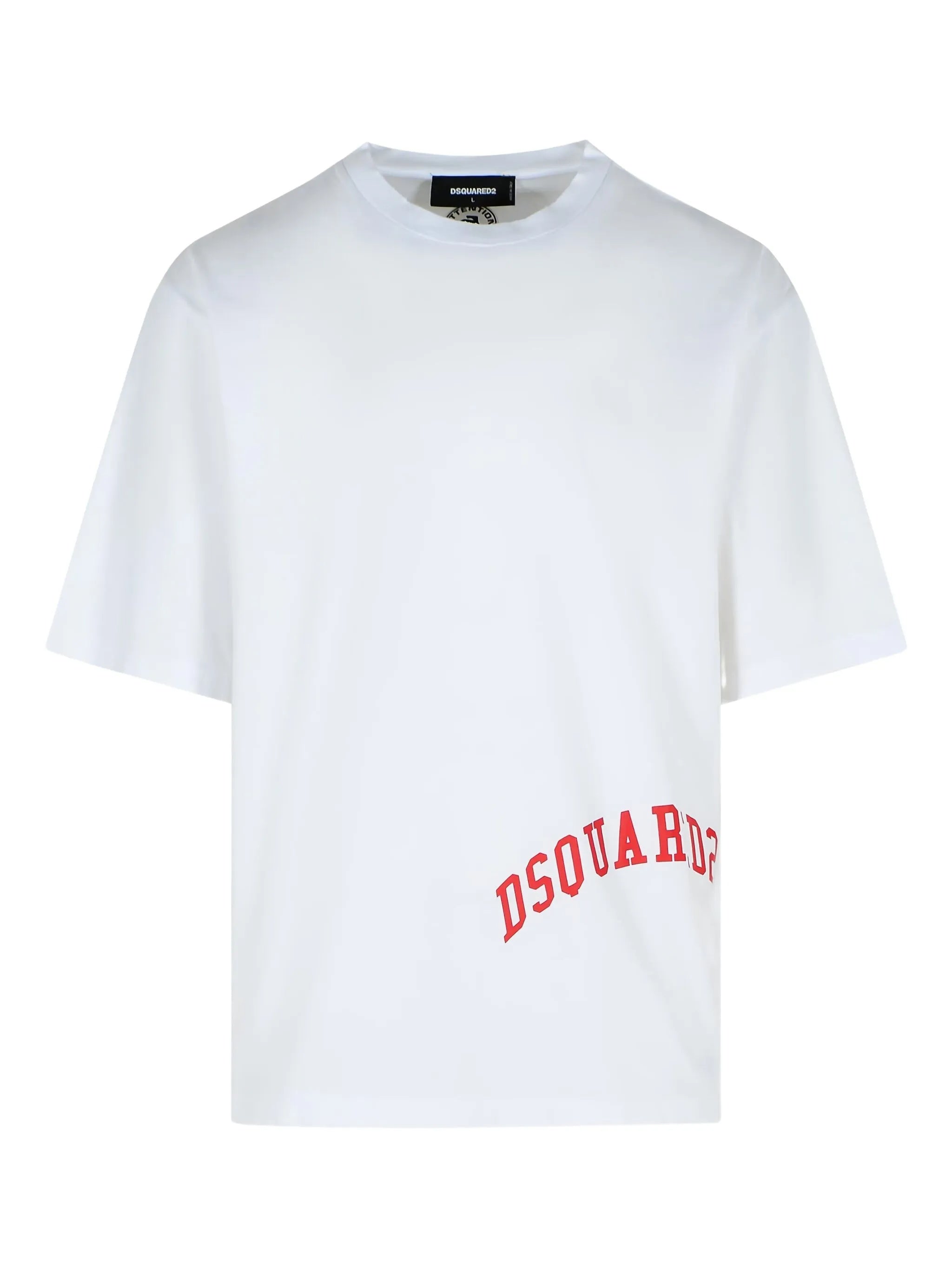 Loose Fit White Curved Graphic T-Shirt