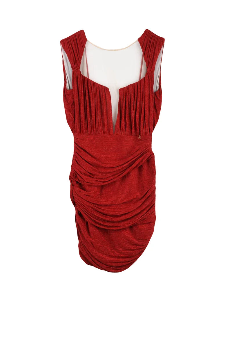 Lamé Mini Dress - Red