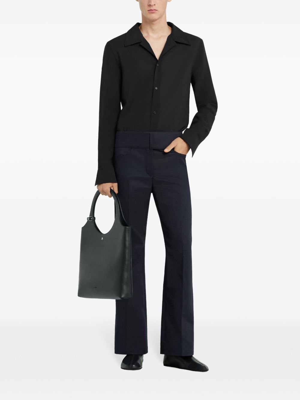 Black Shirt with Camp Collar