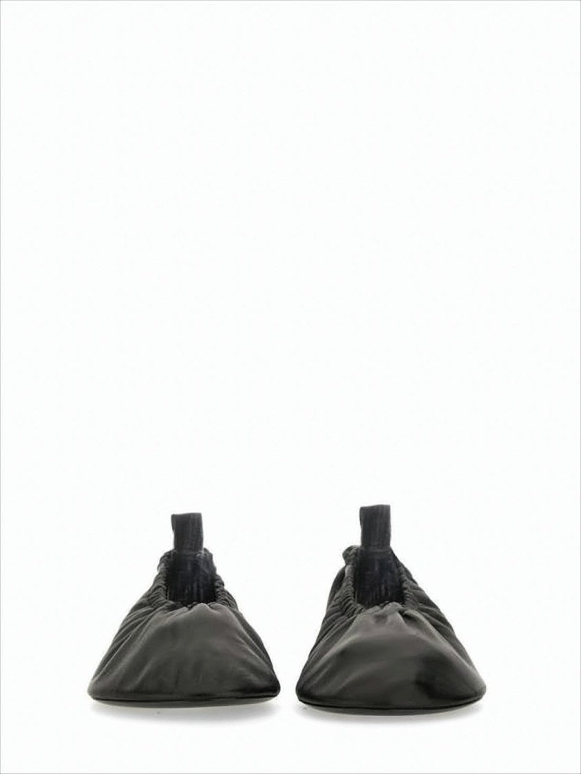 Pointed Toe Black Lambskin Flat Shoes