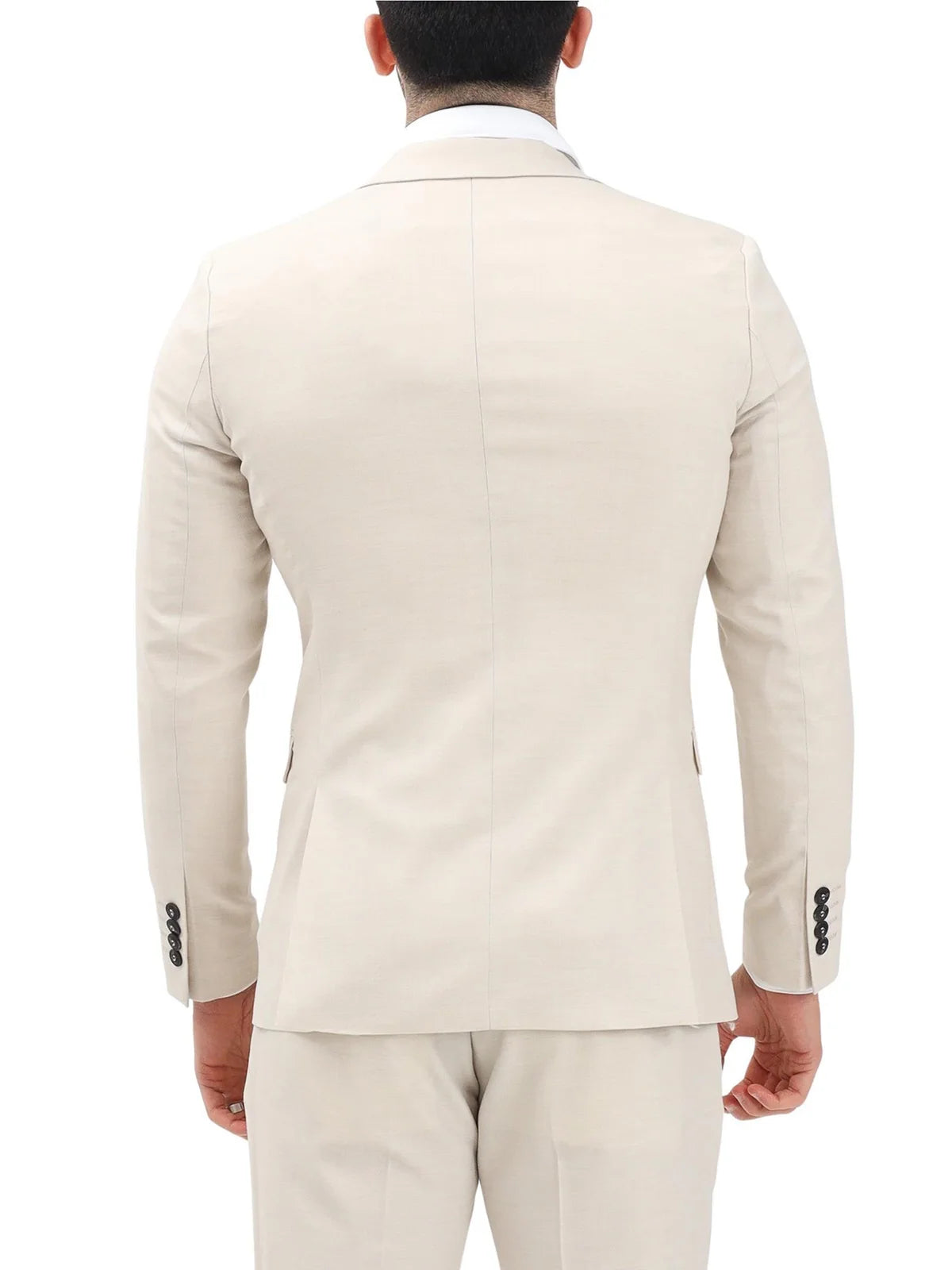 Beige Polyester Wool Viscose Slim Jacket