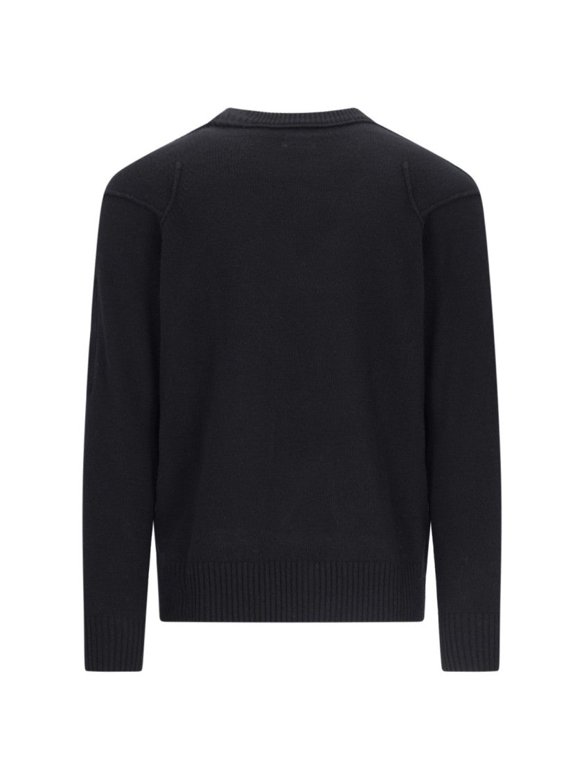 Crew Neck Knit Sweater With Raglan Sleeves And Logo Patch
