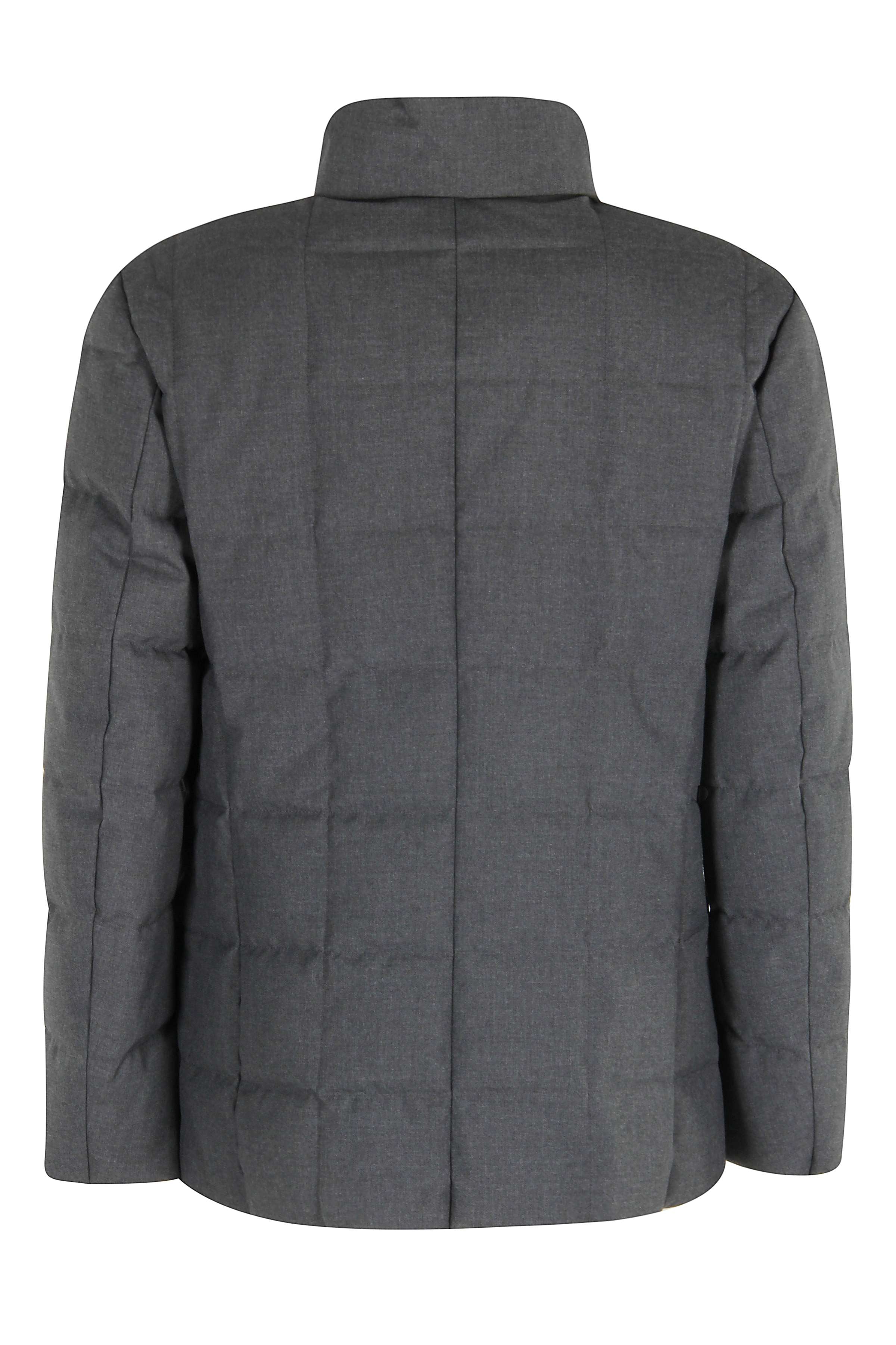 Double-Layered Grey Melange Down Jacket