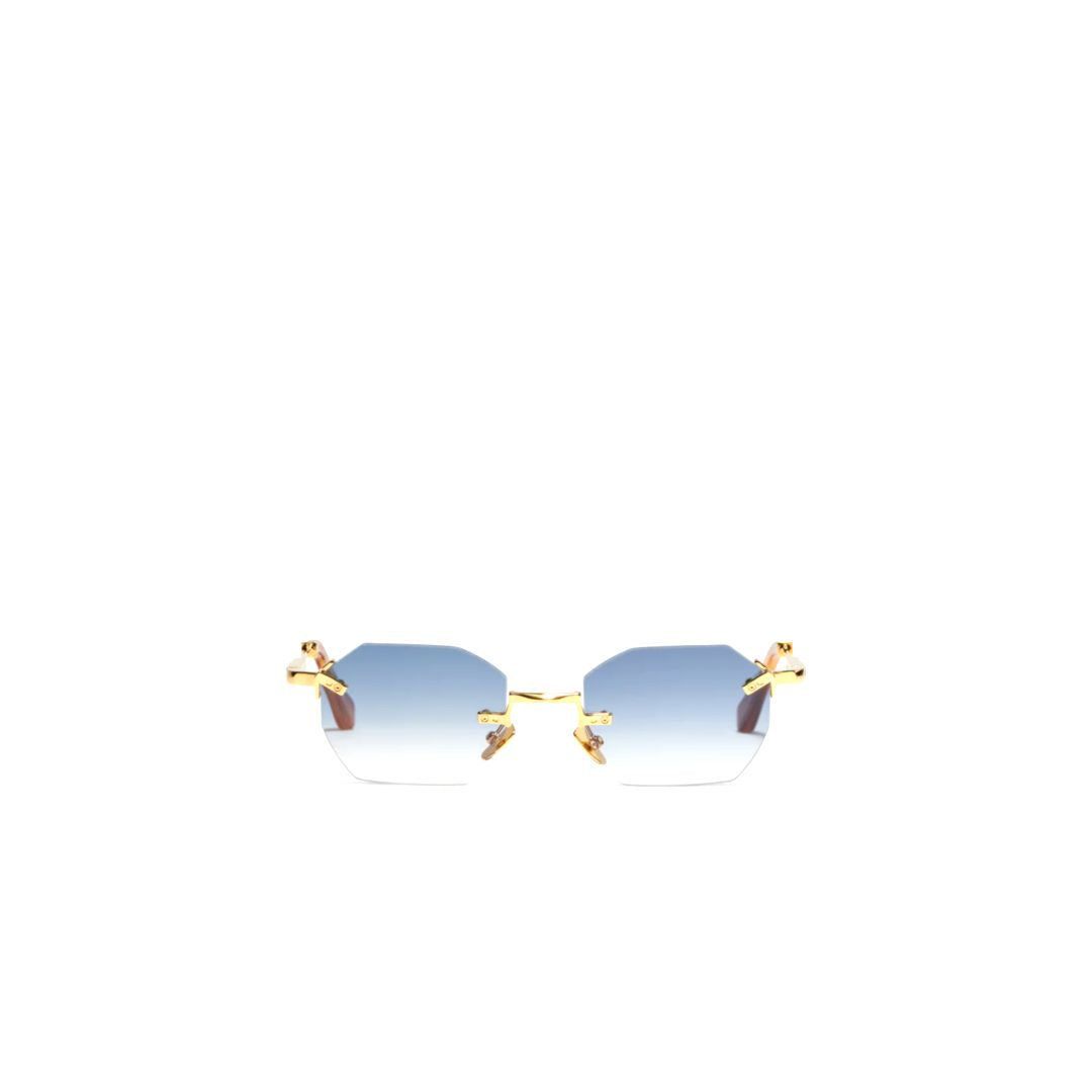 Curtis 22 Carats Rimless Sunglasses with Octagonal Gradient Blue Lenses