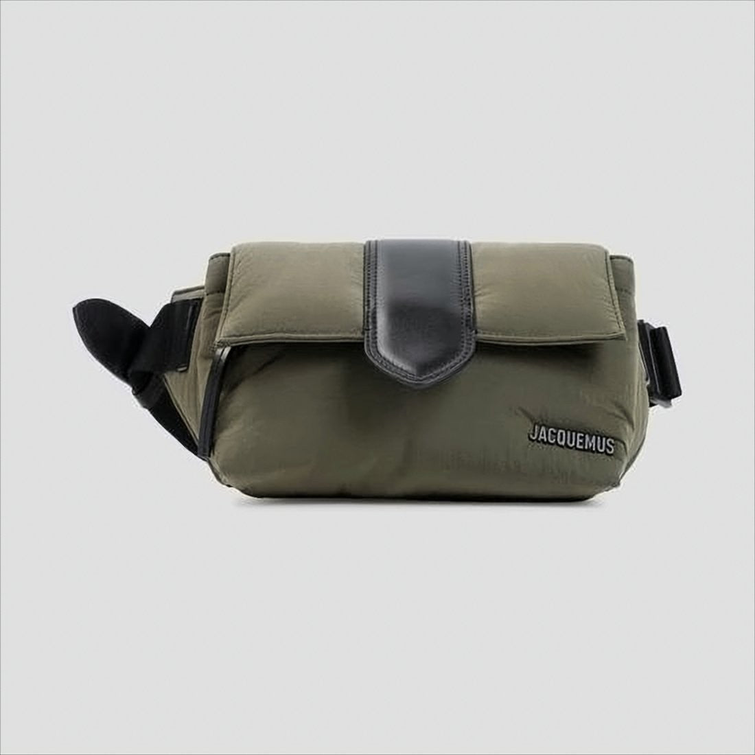 Structured Green Polyamide Belt Bag with Leather Accents