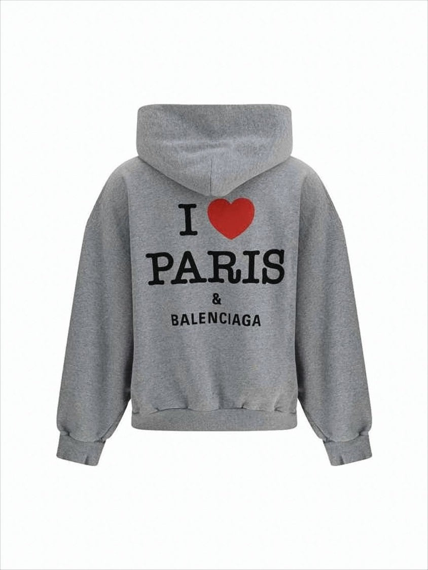 Relaxed Fit Zip-Up Hoodie With Heart Graphic