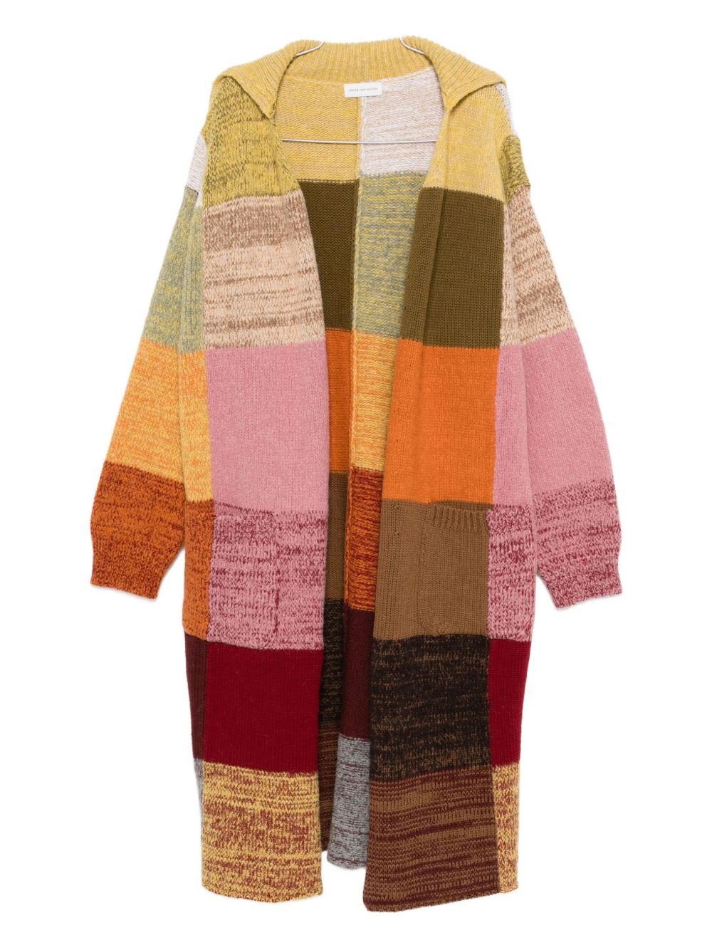 Patchwork Design Wool Blend Coat