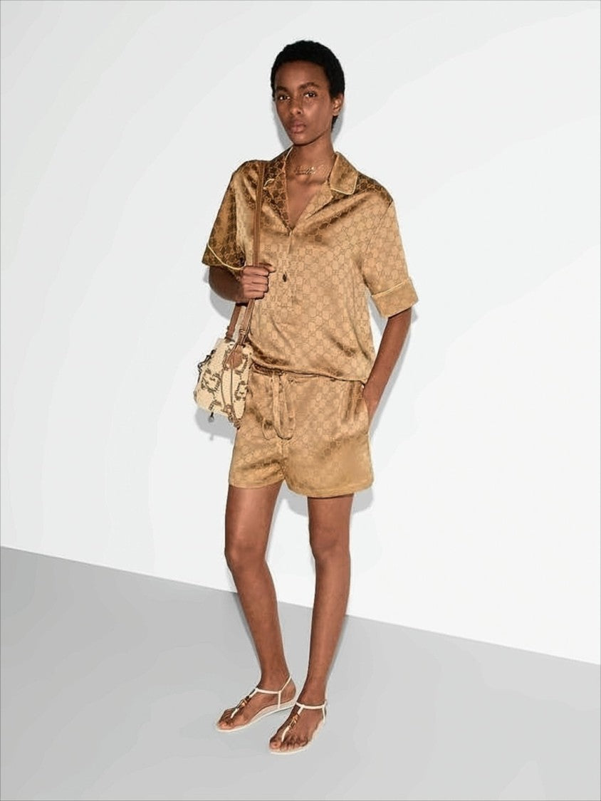 Silky Jacquard Short-Sleeved Shirt