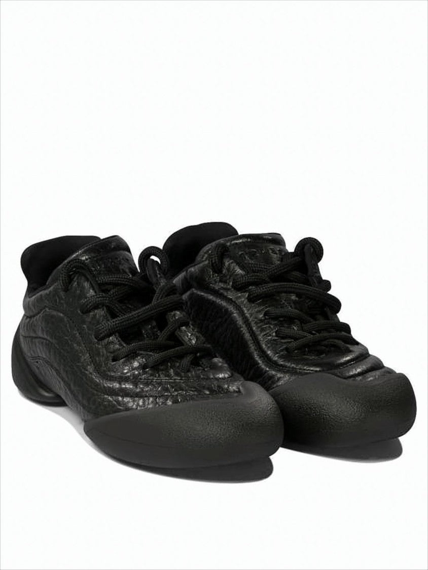 Textured Leather Sneakers with Sculpted Rubber Sole