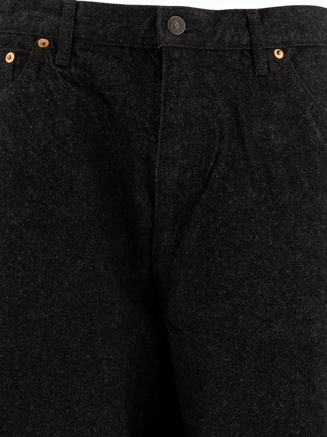 Straight-Leg Denim Pants with Textured Fabric