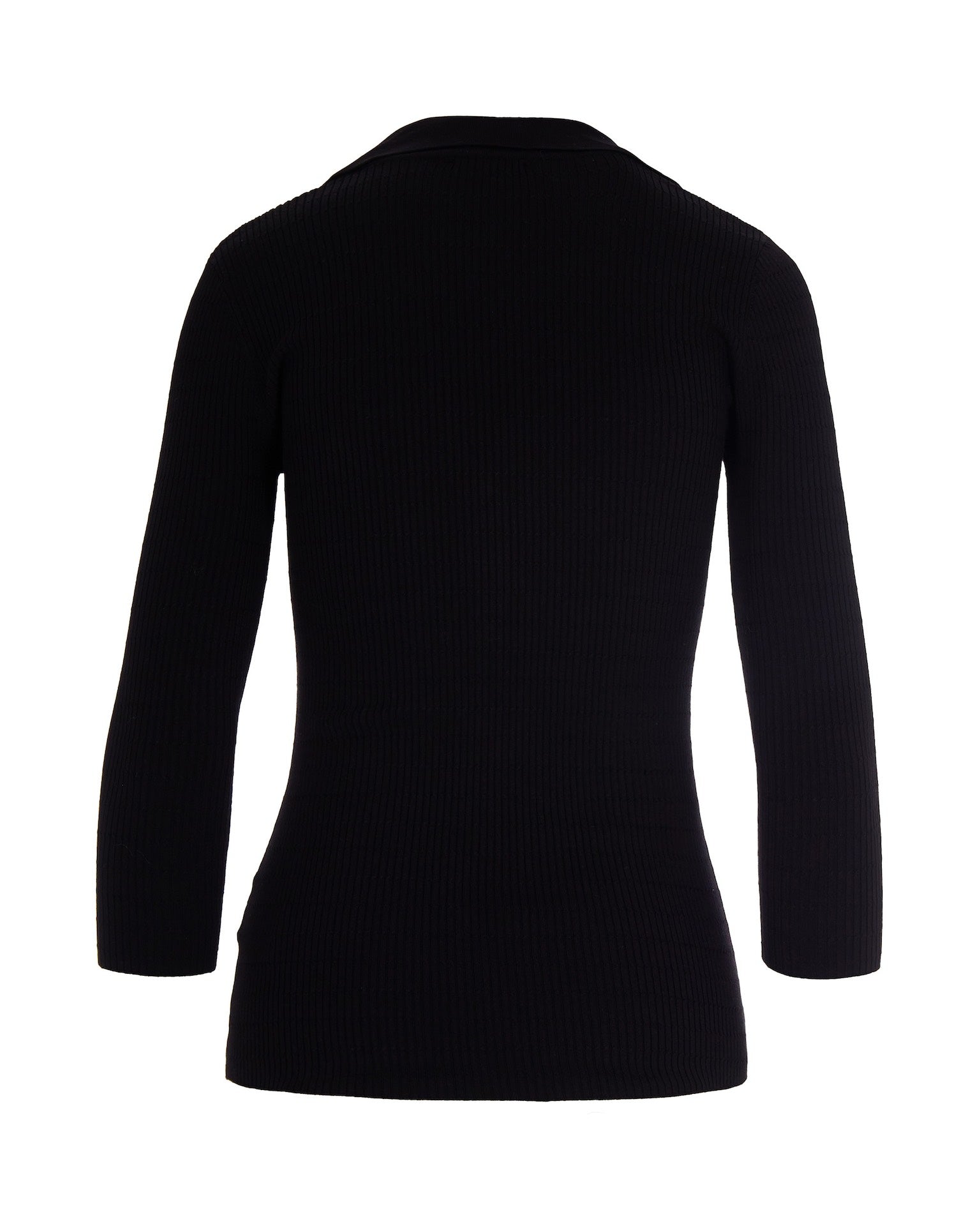 Black Ribbed Sweater With Pocket