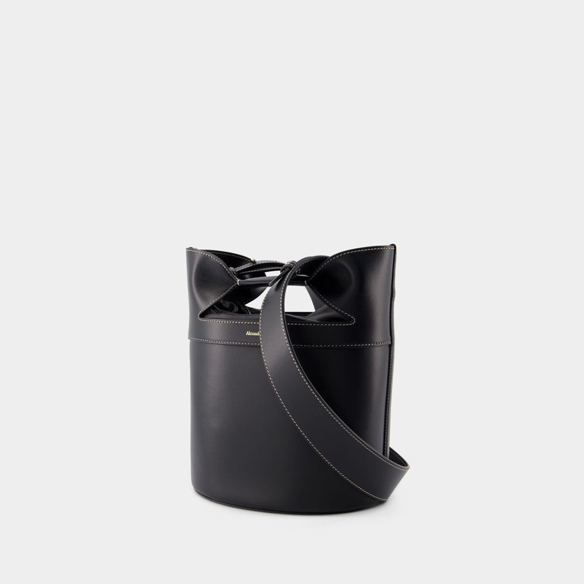 The Bucket Bow Crossbody - Leather - Black