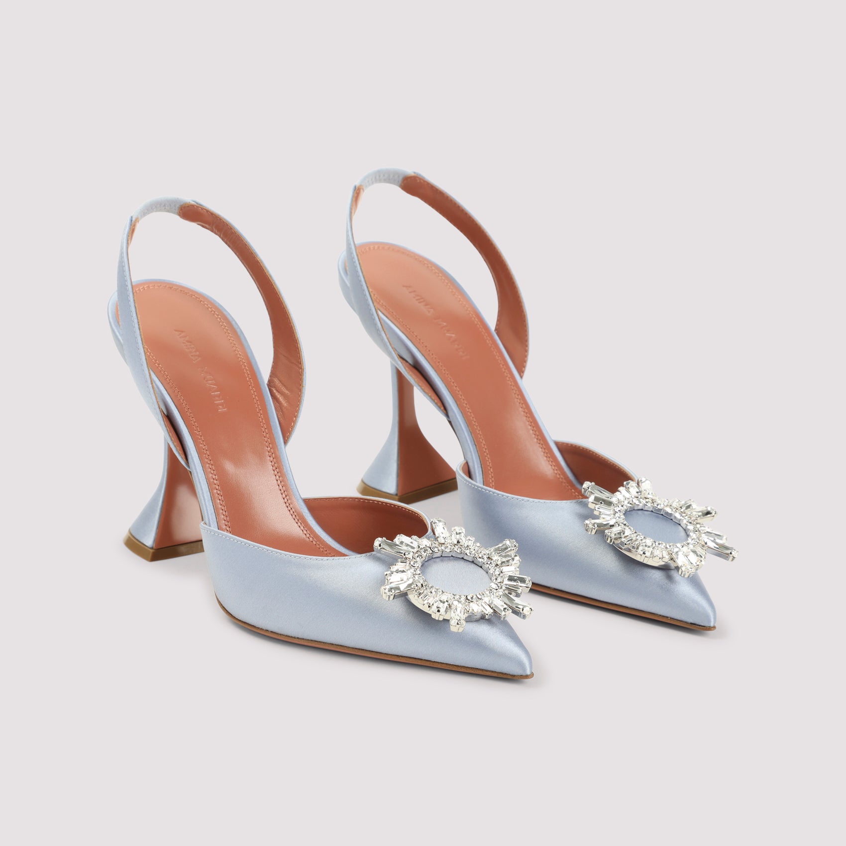 9.5cm Heel Satin and Leather Slippers