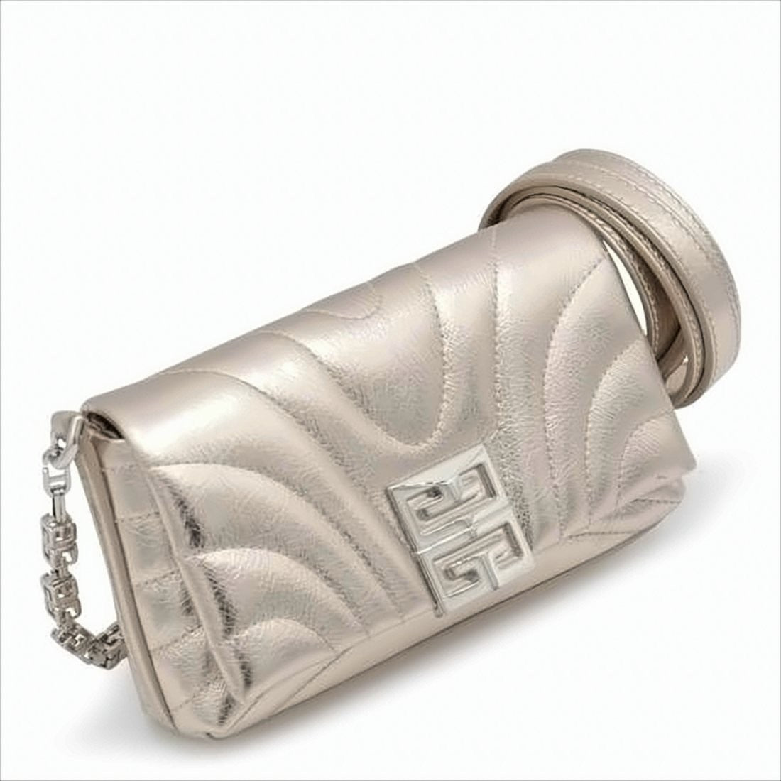 Metallic Quilted Calf Leather Shoulder Bag