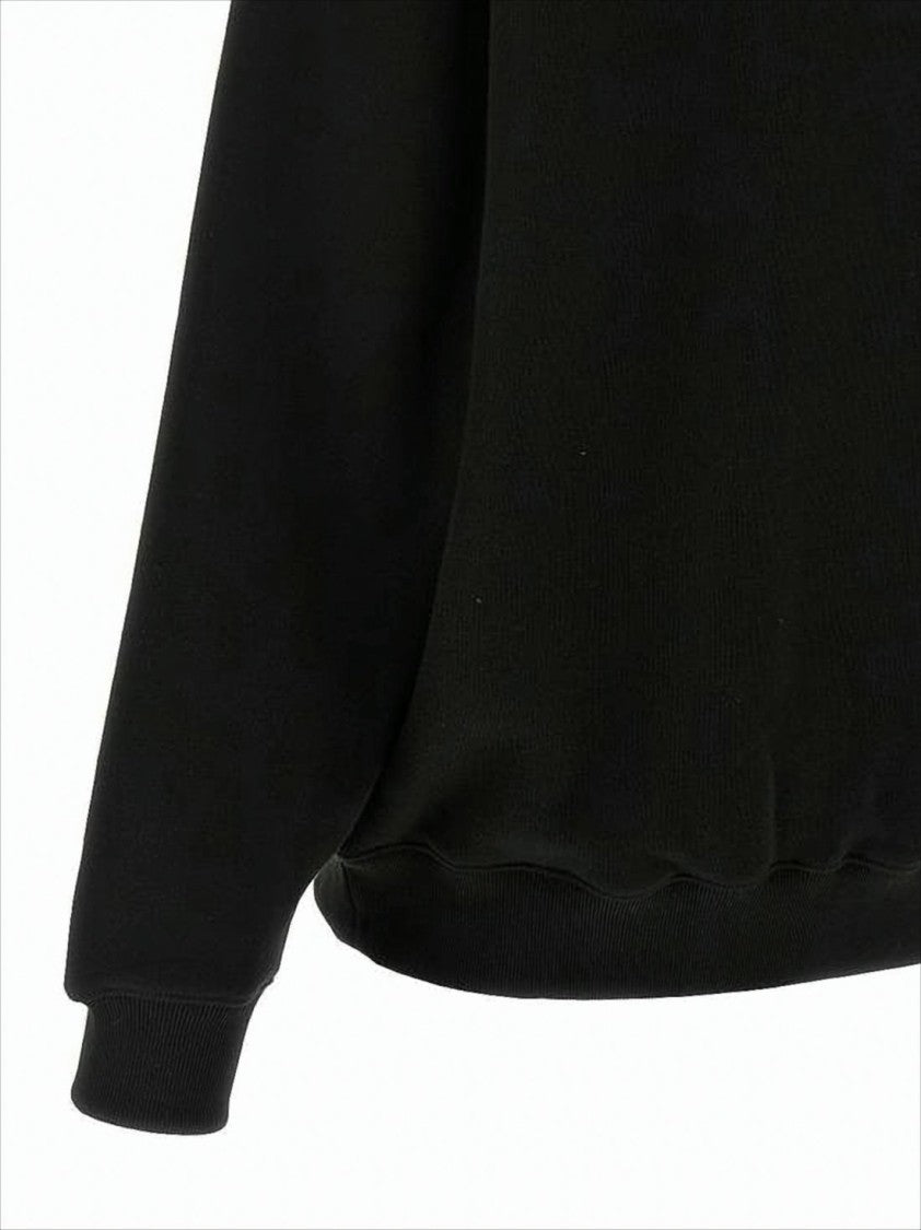 Relaxed Fit Black Hoodie With Drawstring And Embroidered Logo