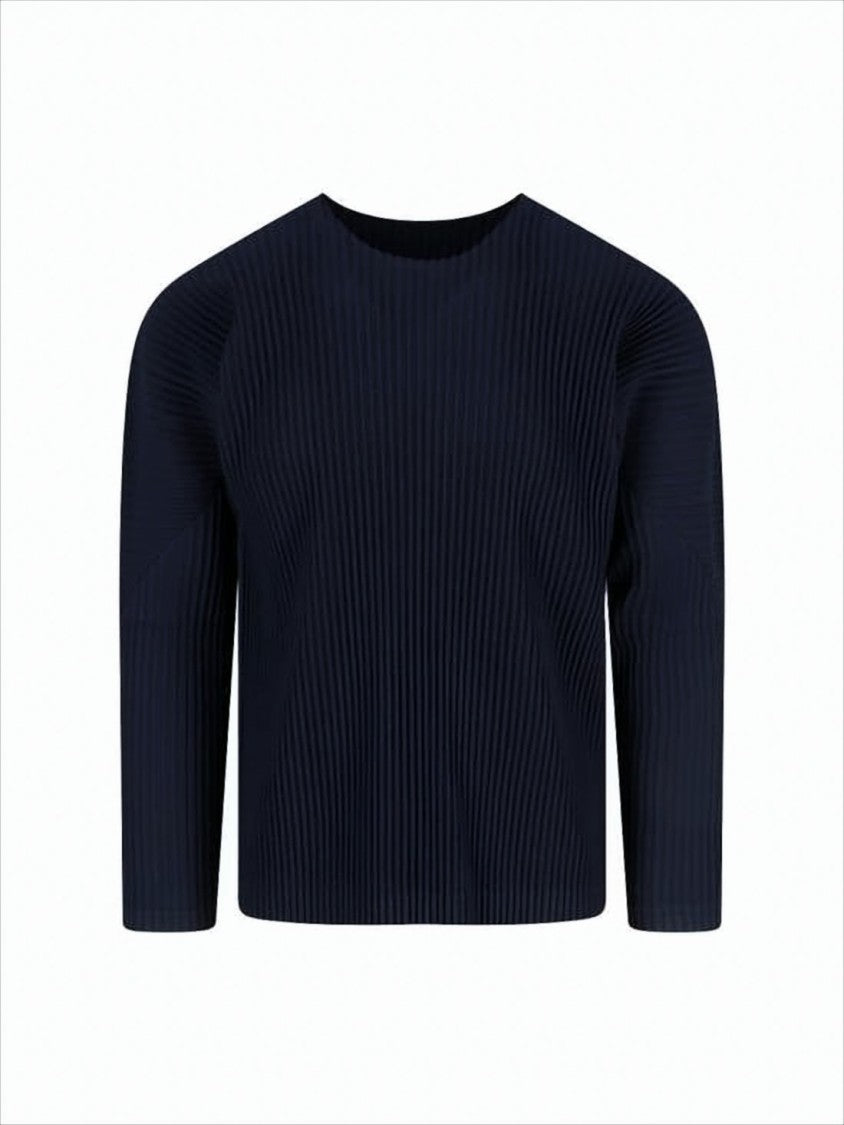 Pleated Texture Long-Sleeve T-Shirt