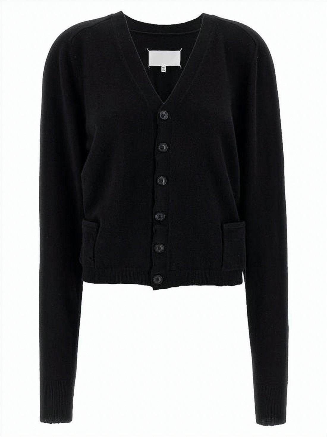 Cropped V-Neck Cardigan with Button-Down Front