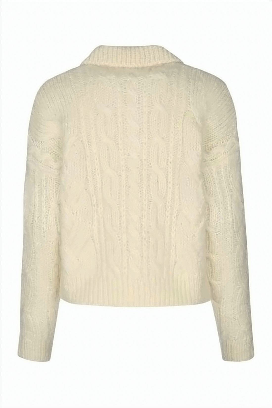 Cropped Knit Sweater With Cable Knit Detailing