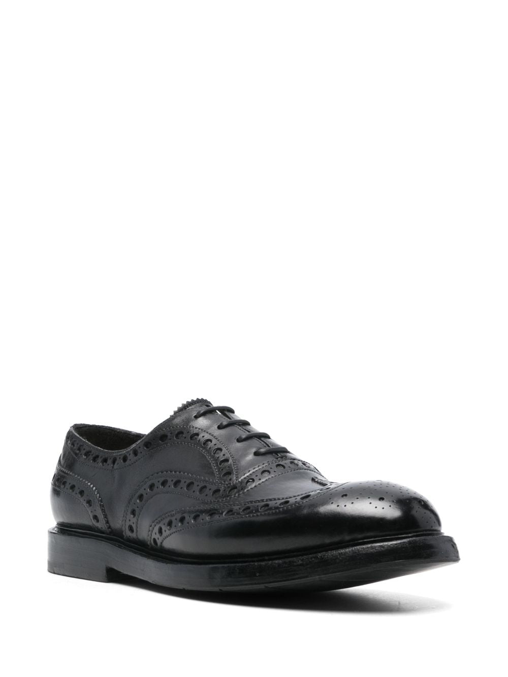 Perforated Calf Leather Lace-Up Flat Shoes