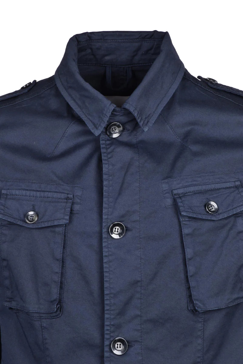 Men's Cotton Stretch Overcoat - Blue