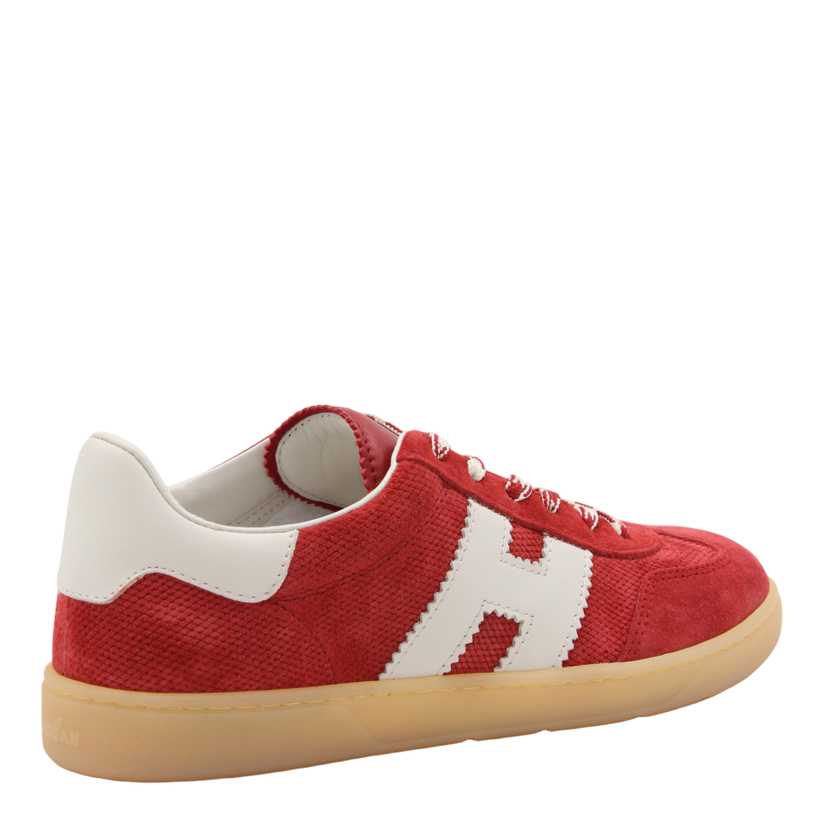 Red Suede Sneakers with Textured Upper