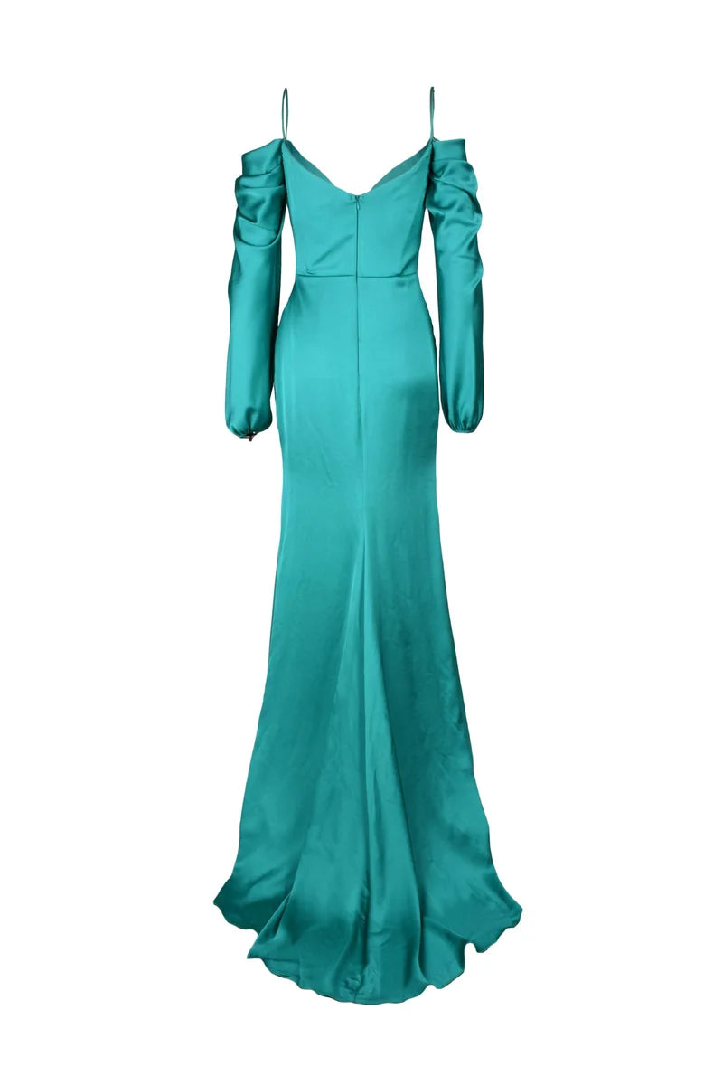 Puff Sleeve Dress - Green