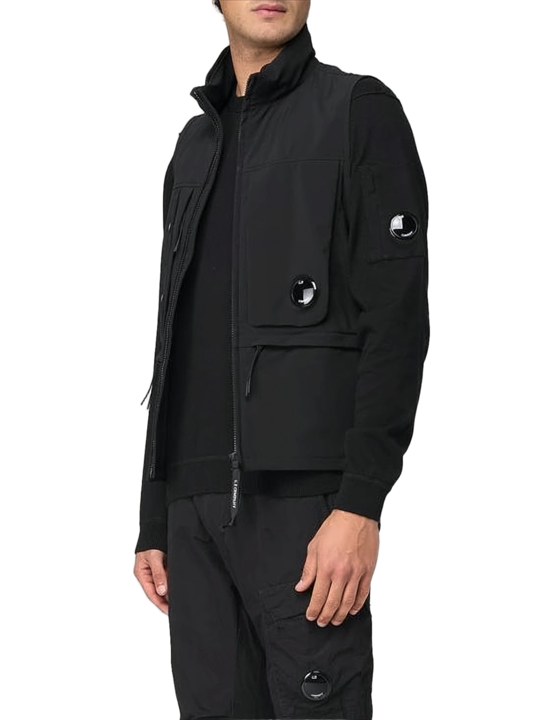 Modern Black Jacket with High Collar