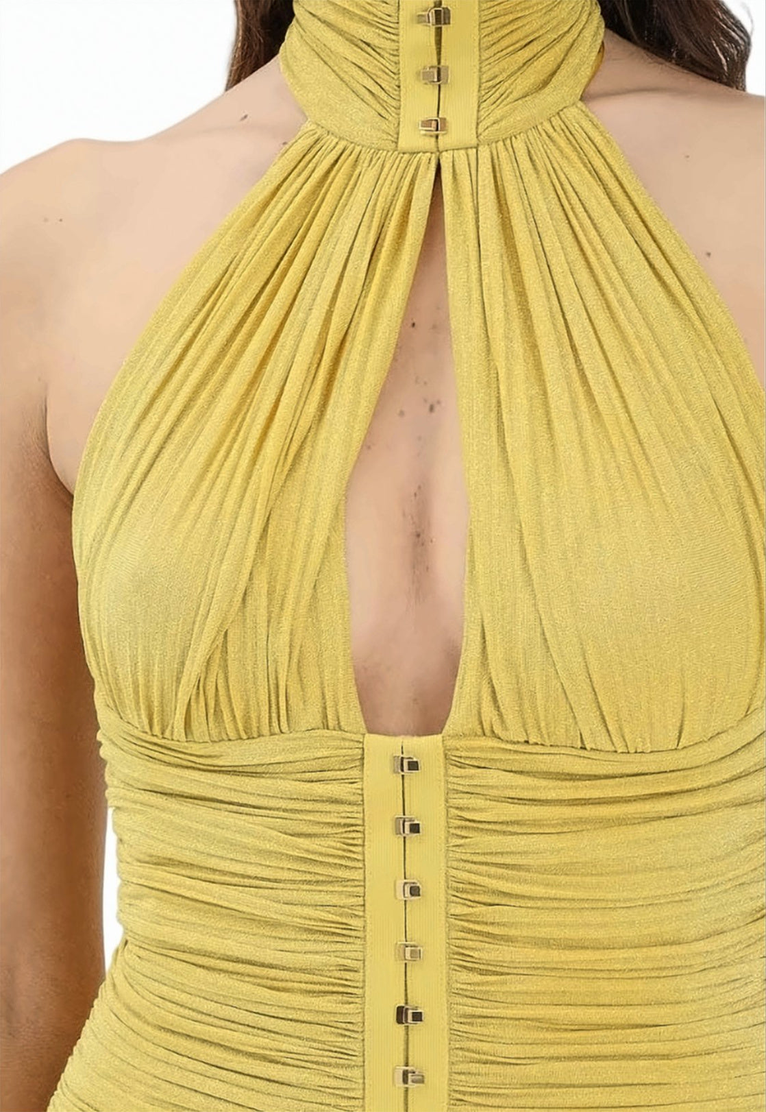 Lamé Jersey Halter Evening Dress
