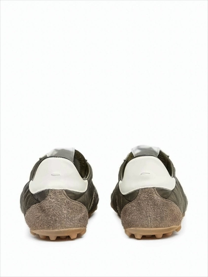 Quilted Polyester And Suede Sneakers With Textured Sole