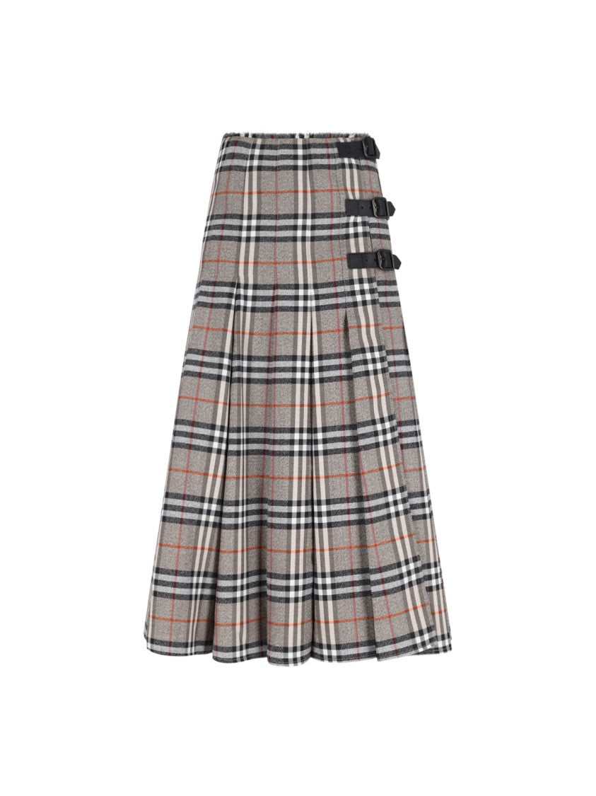 Check Midi Skirt – Brown