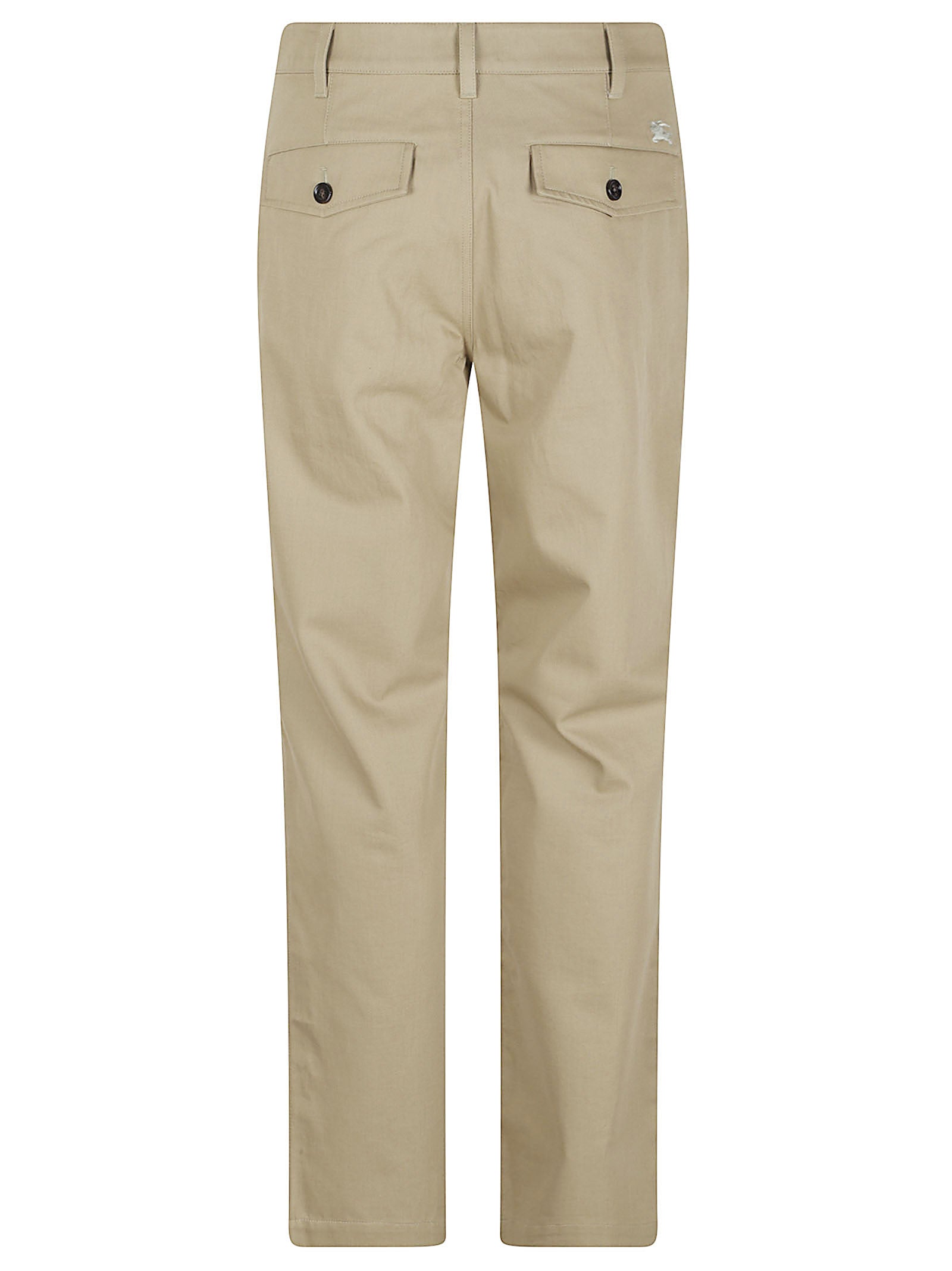 Straight-Leg Trousers with Button Closure and Embroidered Logo