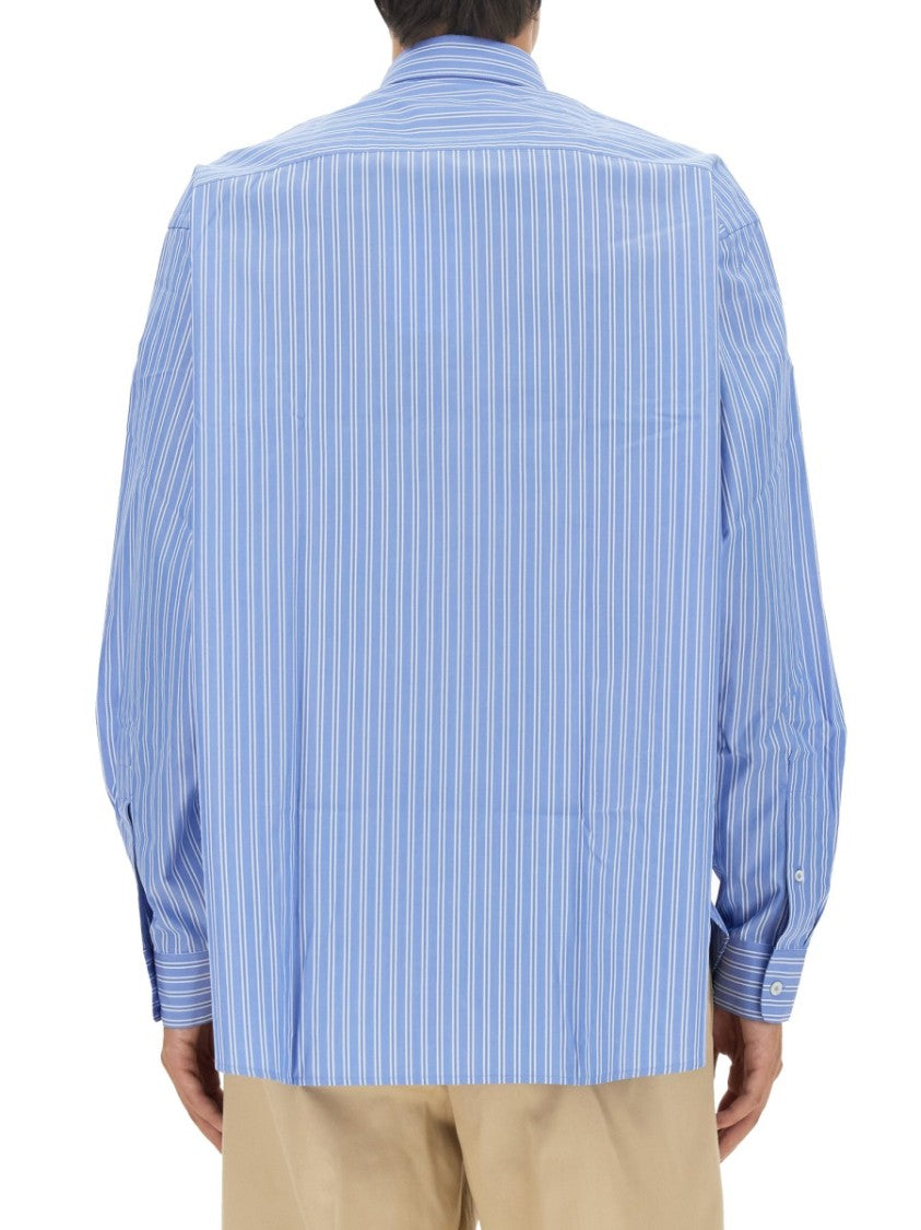 Vertical Stripe Oversize Fit Shirt In Cotton
