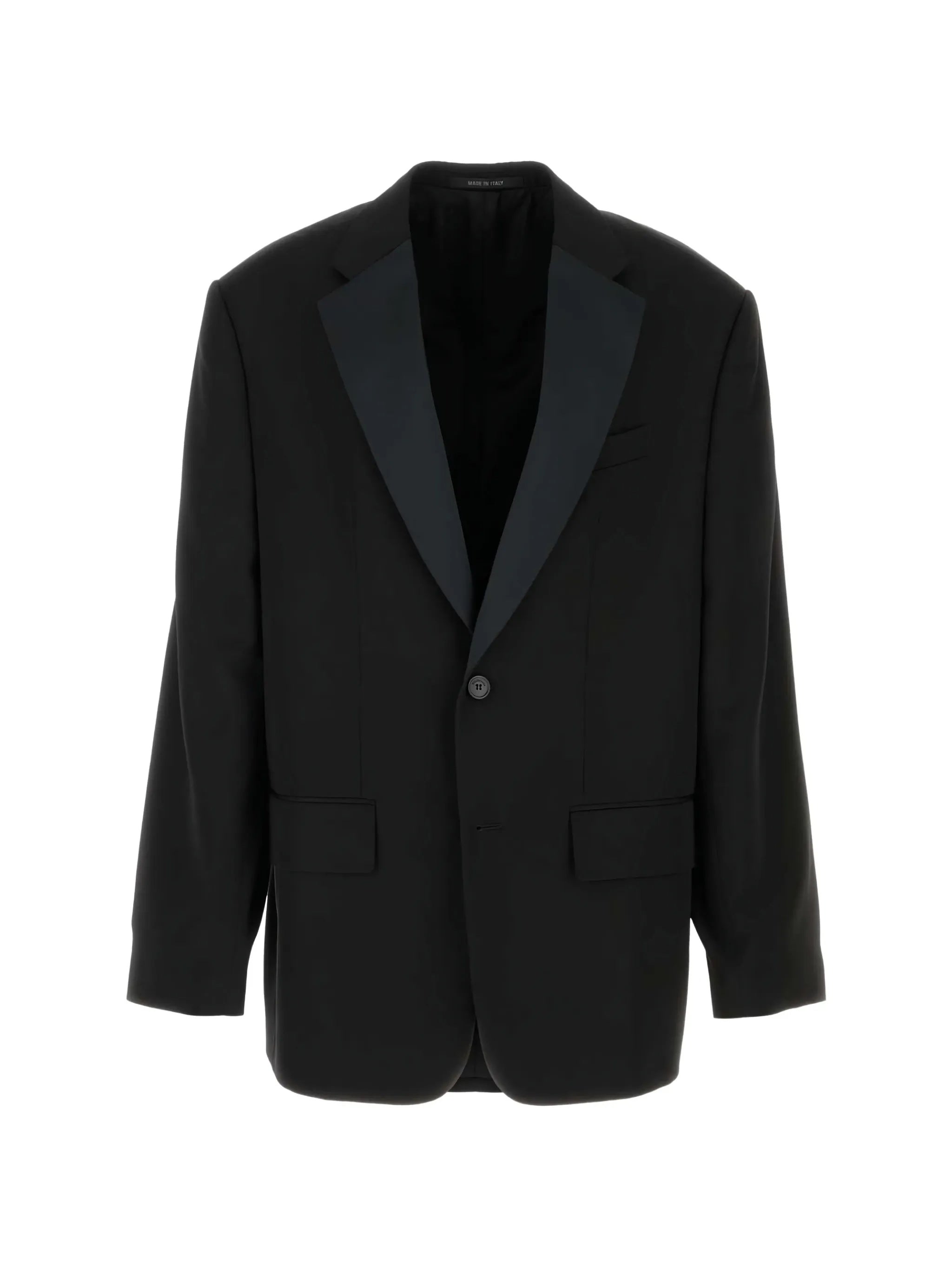Black Tuxedo Satin Lapel Wool Jacket