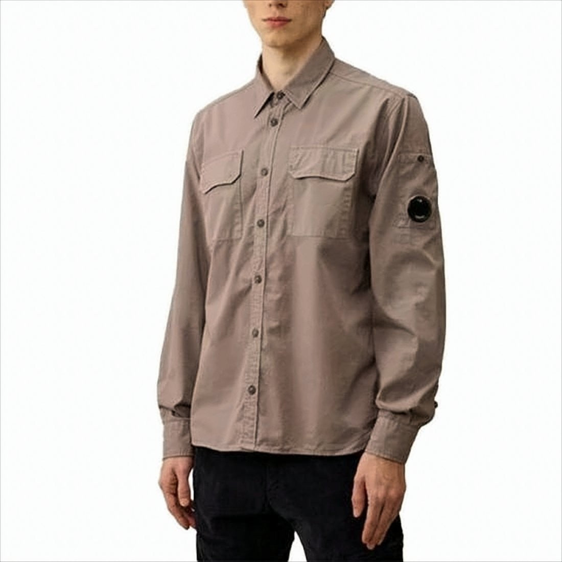 Relaxed Fit Long-Sleeve Shirt With Classic Collar And Signature Patch