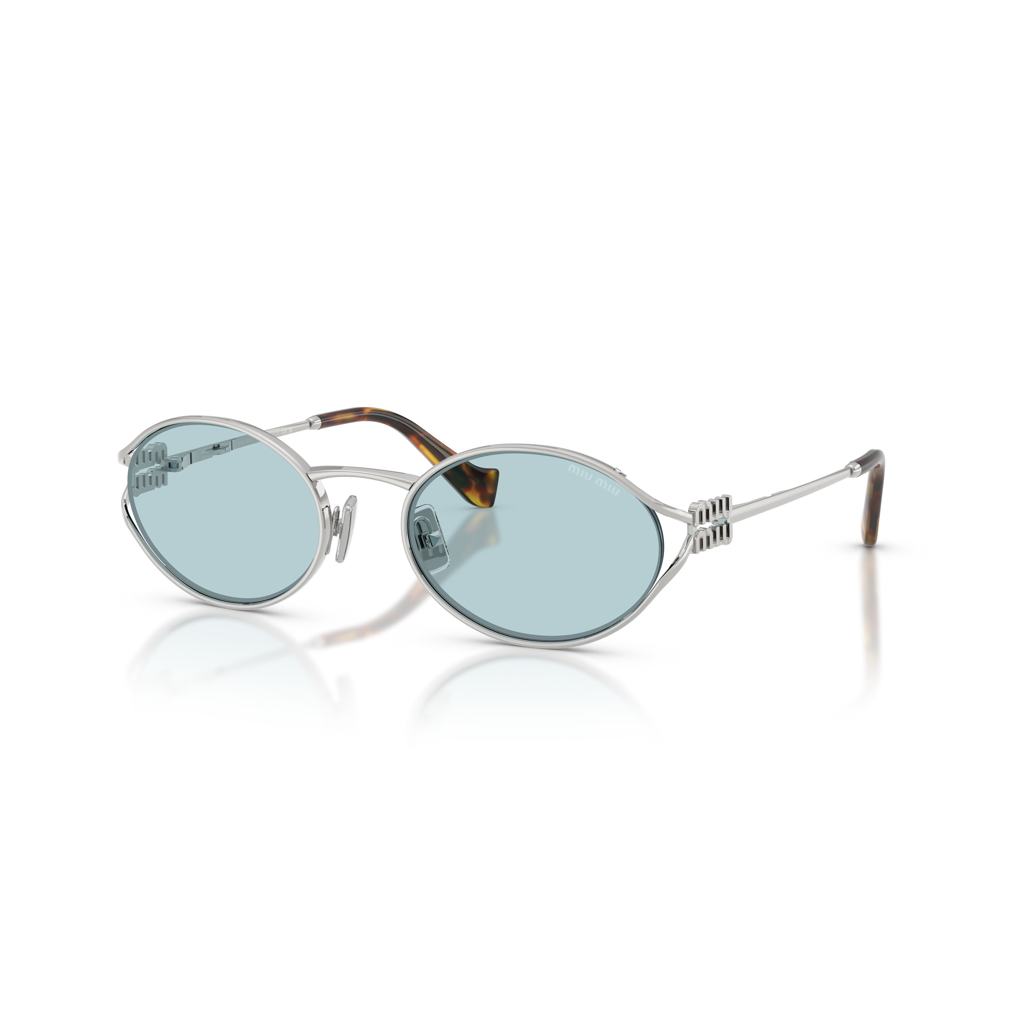 0mu 52ys Oval Blue-Tinted Sunglasses