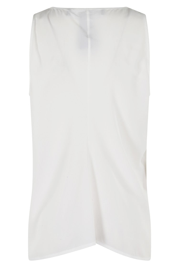 White Crepe De Chine Sleeveless Top