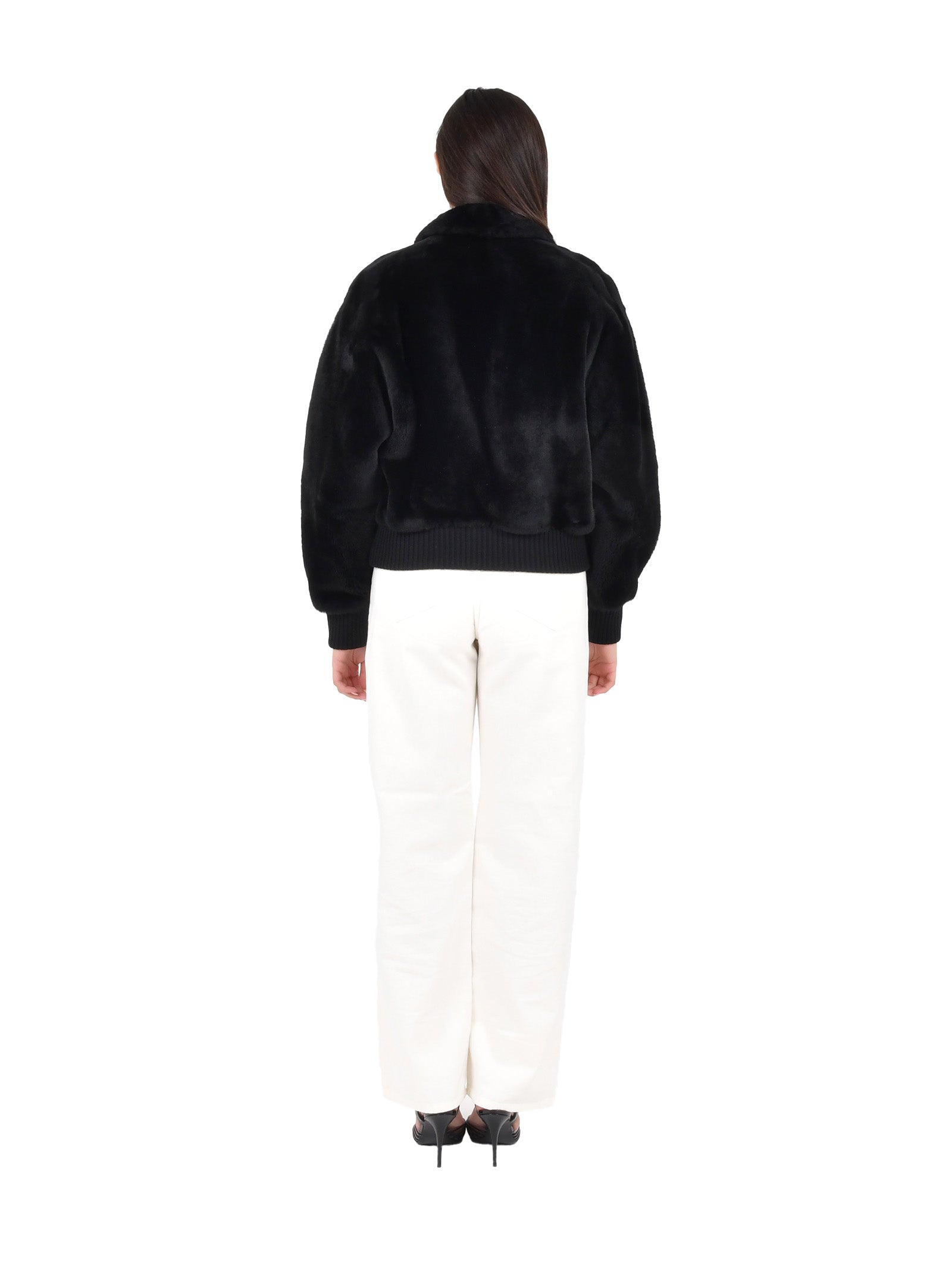 Alpaca Fur Coat With Ribbed Wool Trim