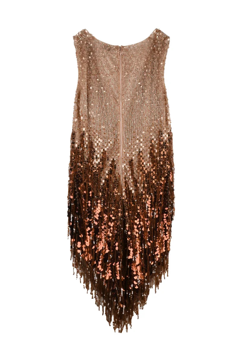 Charleston Sequin Dress - Brown